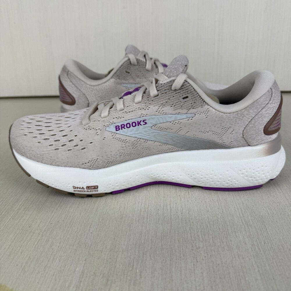 Brooks Ghost 16 Running Shoes Womens Size 7 Almond Peach Purple Athletic Gym Run - Picture 6 of 11